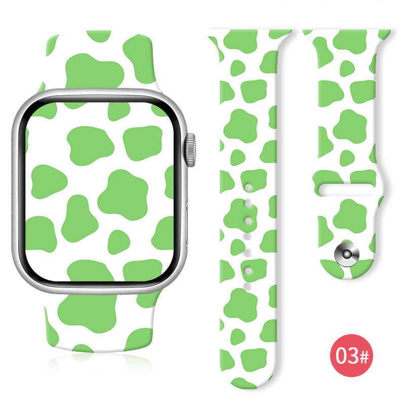 Wholesale Cow Color Block Silicone Printing Watch Strap